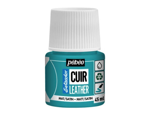 Setacolor Cuir Leather paint - Pébéo - 13, Turquoise Blue, 45 ml