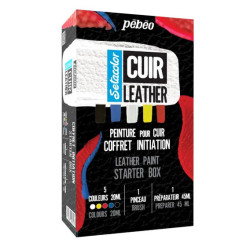 Zestaw farb do skór Setacolor Cuir Leather - Pébéo - 5 x 20 ml