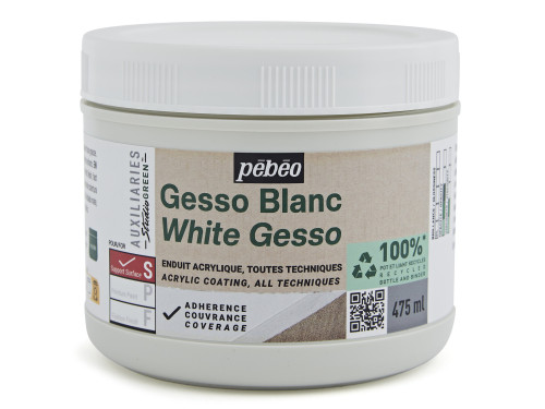Gesso Studio Green do farb akrylowych - Pébéo - białe, 475 ml