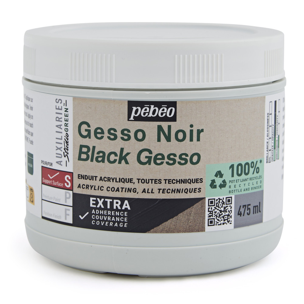 Gesso Studio Green do farb akrylowych - Pébéo - czarne, 475 ml