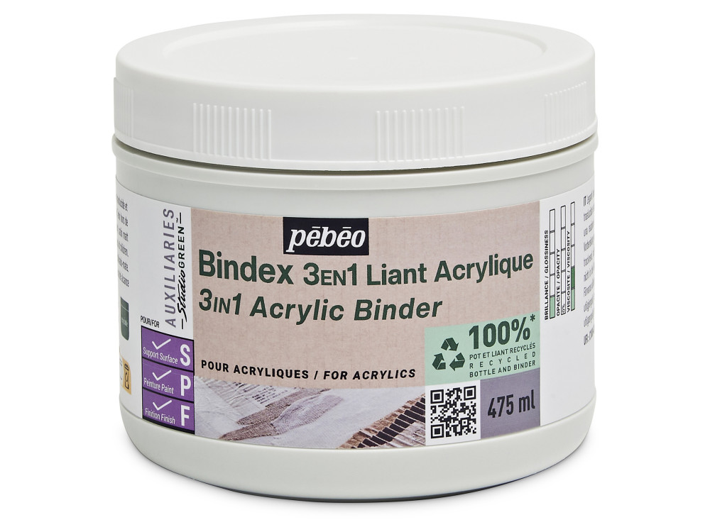 Medium, spoiwo akrylowe Bindex 3w1 Studio Green - Pébéo - 475 ml