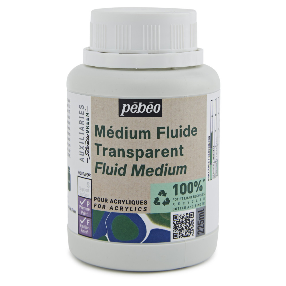 Fluid Acrylic Medium Studio Green - Pébéo - transparent, 225 ml