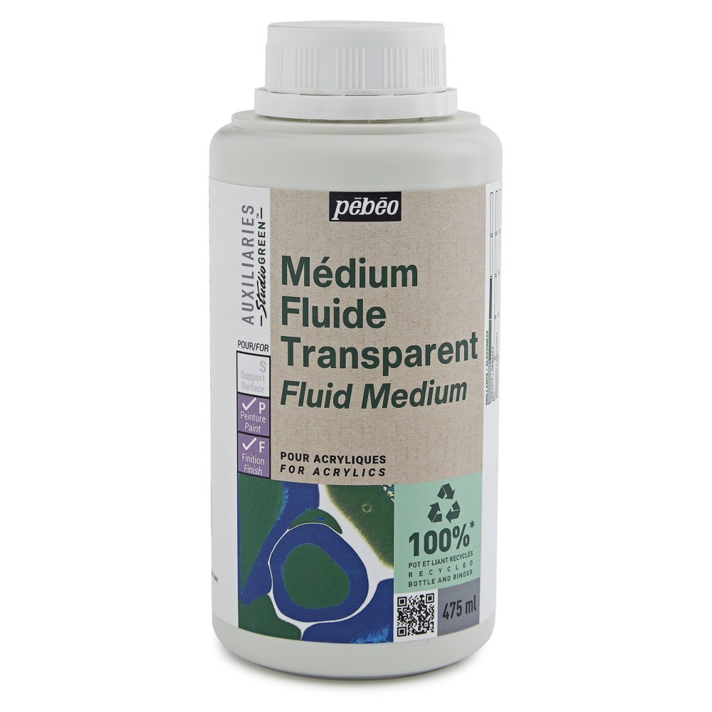 Fluid Acrylic Medium Studio Green - Pébéo - transparent, 475 ml