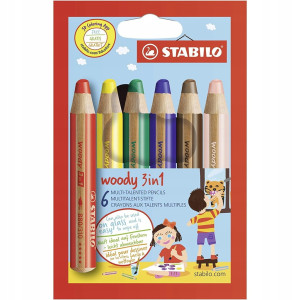 STABILO Woody 3 in 1 Pencils, 18-Color Set