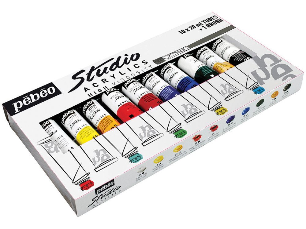 Set of Studio Acrylics paints - Pébéo - 10 x 20 ml