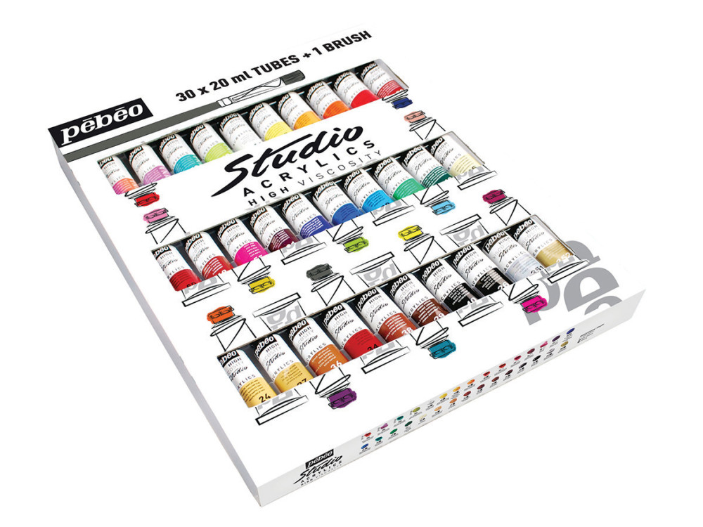 Set of Studio Acrylics paints - Pébéo - 30 x 20 ml