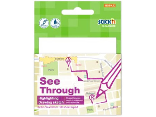 See through sticky notes Stick'N - 7,6 x 7,6 cm, 50 pcs.