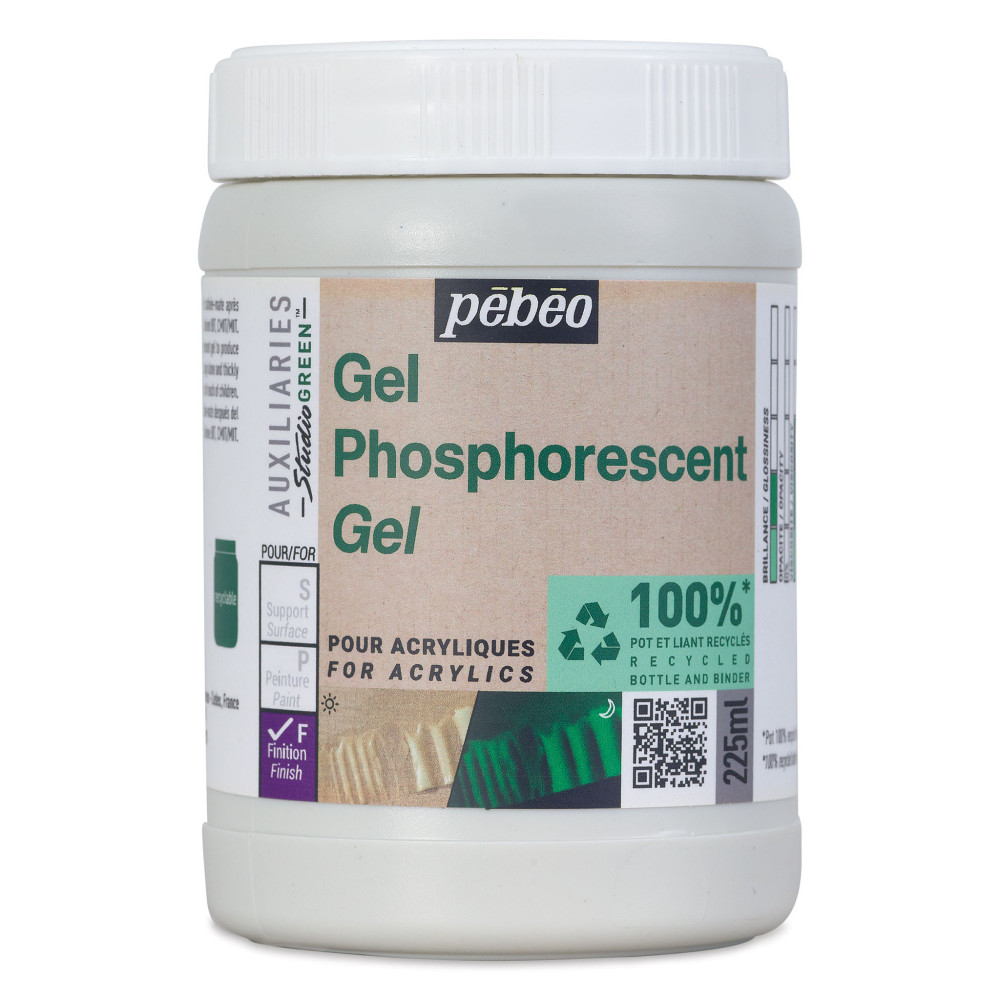 Phosphorescent Gel Studio Acrylics - Pébéo - Green, 225 ml