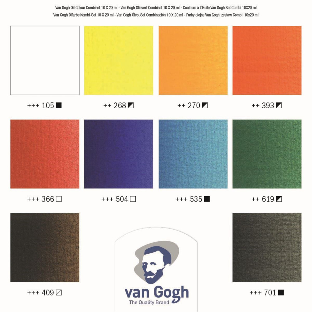 Advanced Set of Oil Colour paints - Van Gogh - 10 x 20 ml