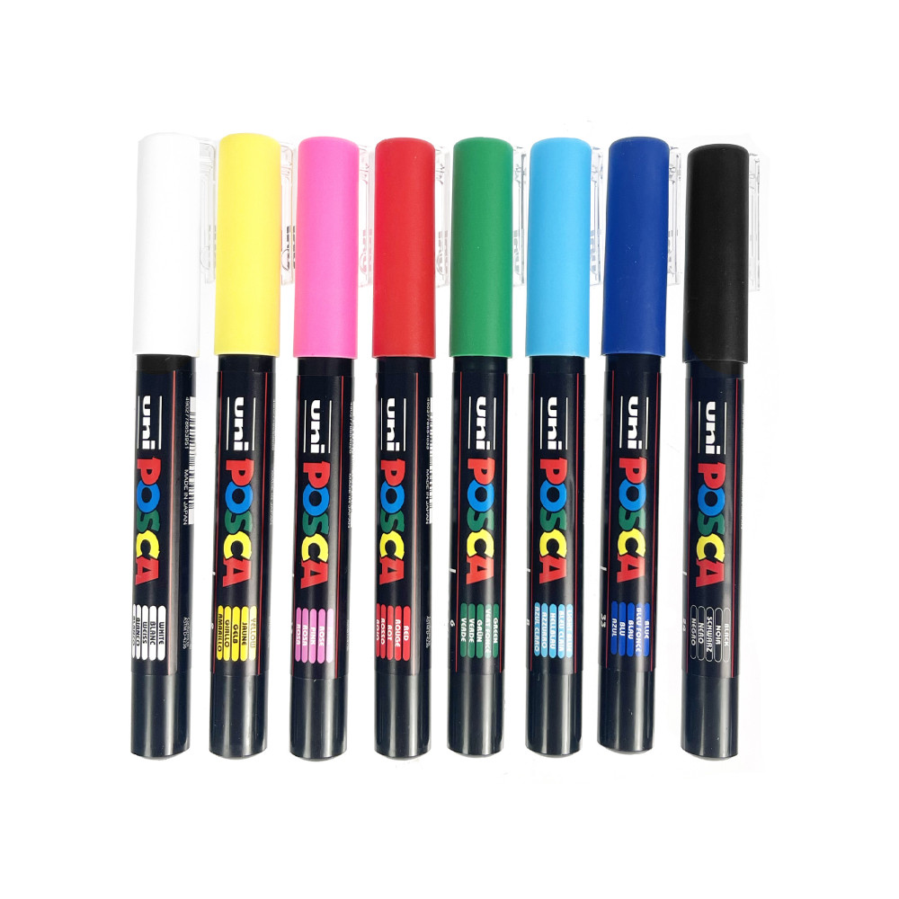 POSCA PC-1MR Ultra-Fine Tip Paint Pen Set (8-Colors) 087656 - The