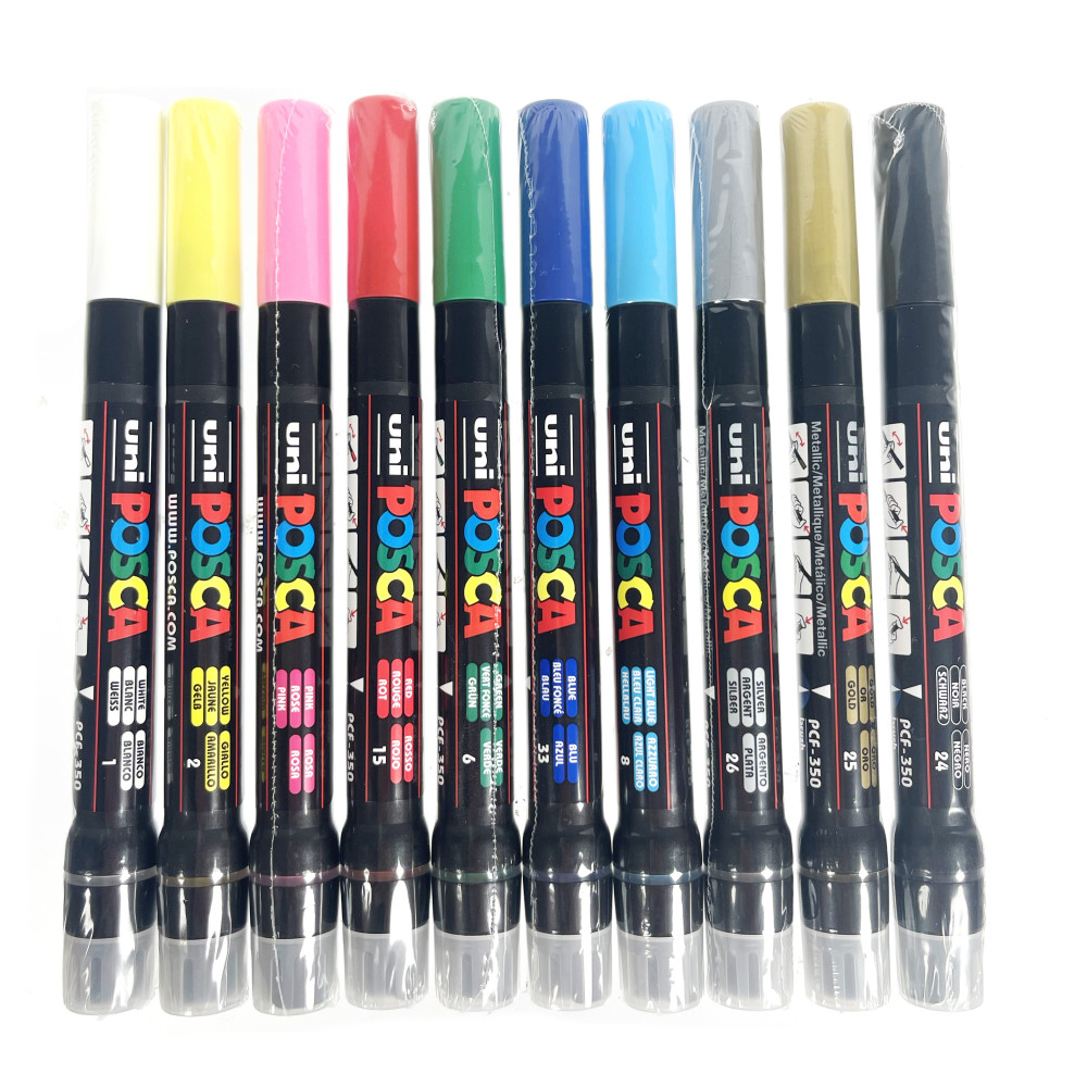 Posca Marker : Pcf-350 : Brush Tip : Assorted Colors Set Of 10