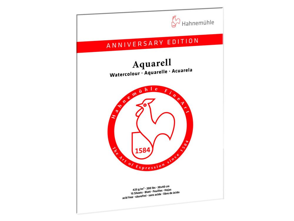 Blok do akwareli Anniversary Edition - Hahnemühle - cold pressed, 30 x 40 cm, 425 g, 15 ark.