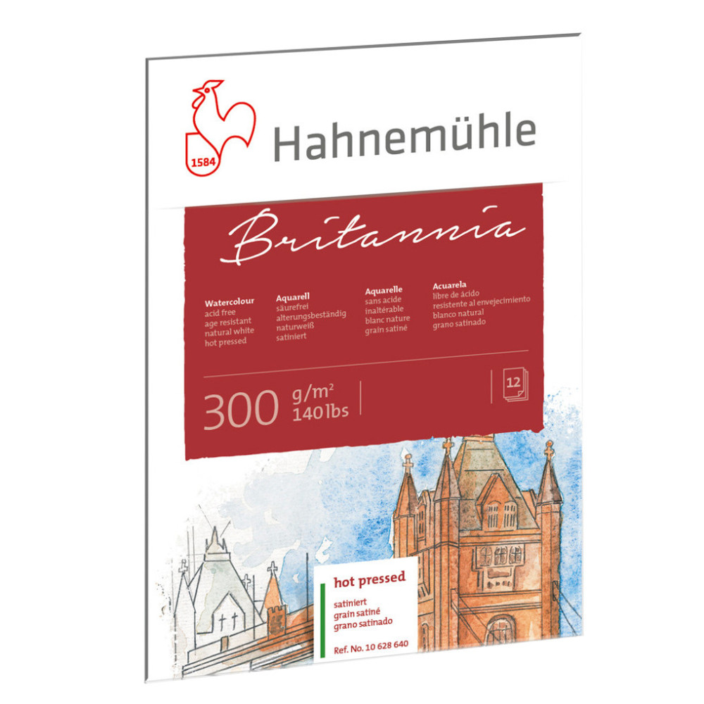 Blok do akwareli Britannia - Hahnemühle - hot pressed, 50 x 65 cm, 300 g, 10 ark.