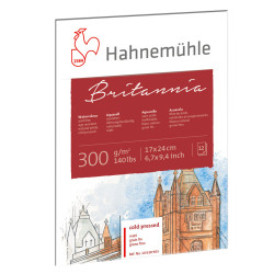 Blok do akwareli Britannia - Hahnemühle - cold pressed, 17 x 24 cm, 300 g, 12 ark.