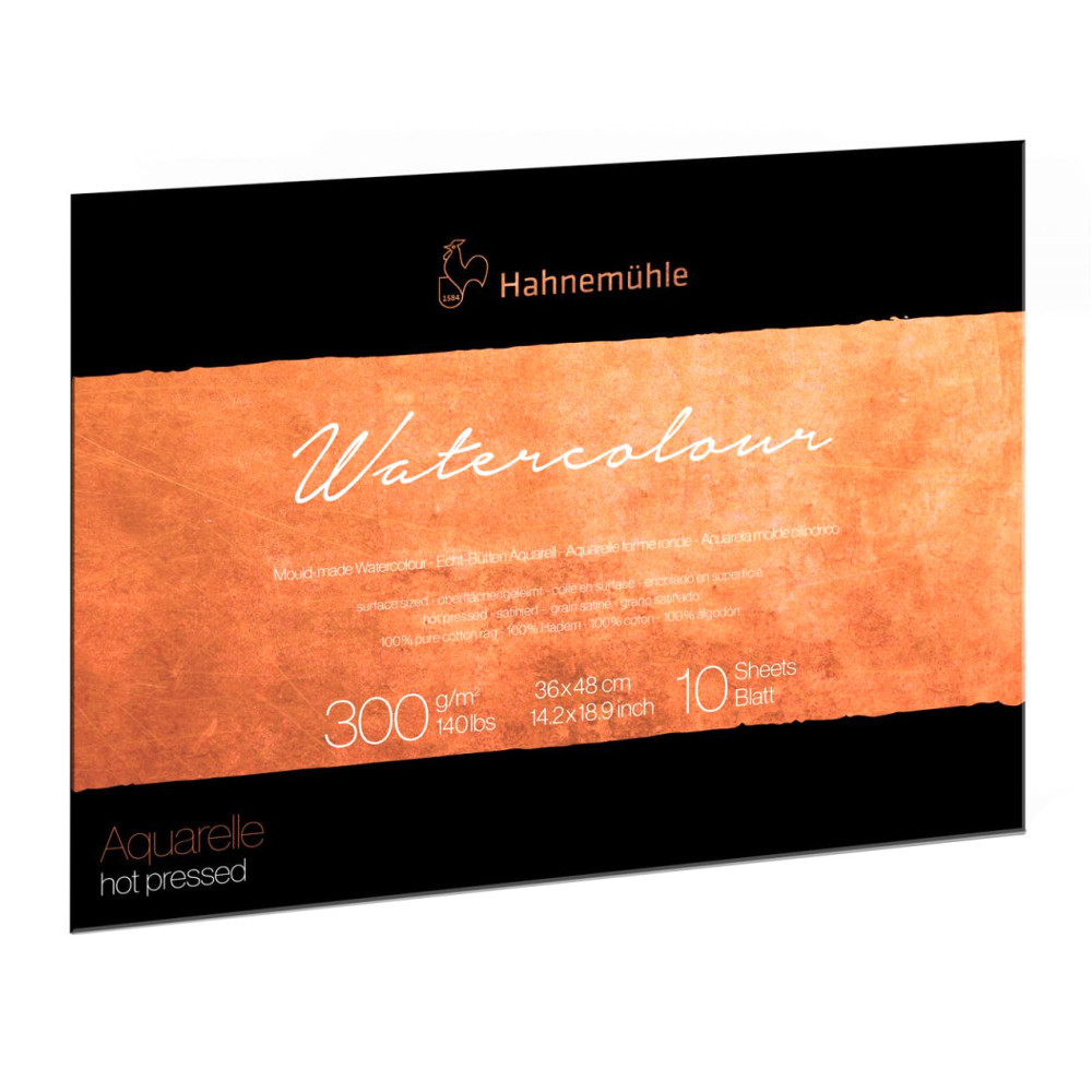 The Collection Watercolour paper pad - Hahnemühle - hot pressed, 36 x 48 cm, 300 g, 10 sheets