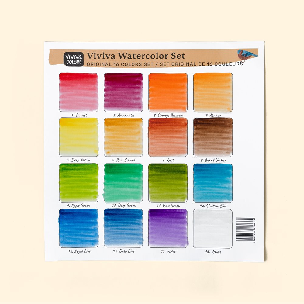 Set of Watercolor pans - Viviva Colors - Original, 16 colors