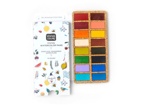 Set of Watercolor pans - Viviva Colors - Spring, 16 colors