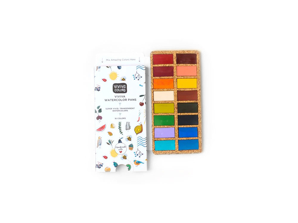 Set of Watercolor pans - Viviva Colors - Spring, 16 colors