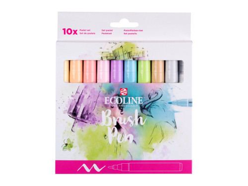 Brush Pen watercolor set Ecoline - Talens - Pastel, 10 pcs.