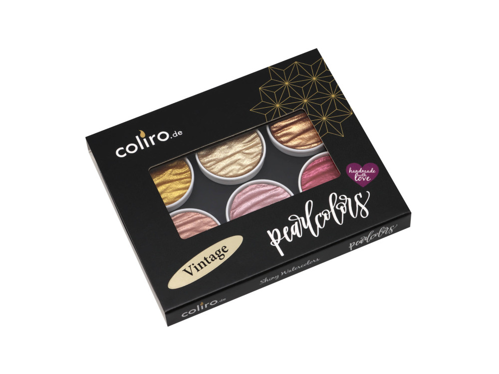 Set of watercolor paints, Vintage - Coliro Pearl Colors - 30 mm, 6 pcs.