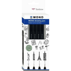 Set of Mono Drawing Pens, Bold - Tombow - black, 4 pcs
