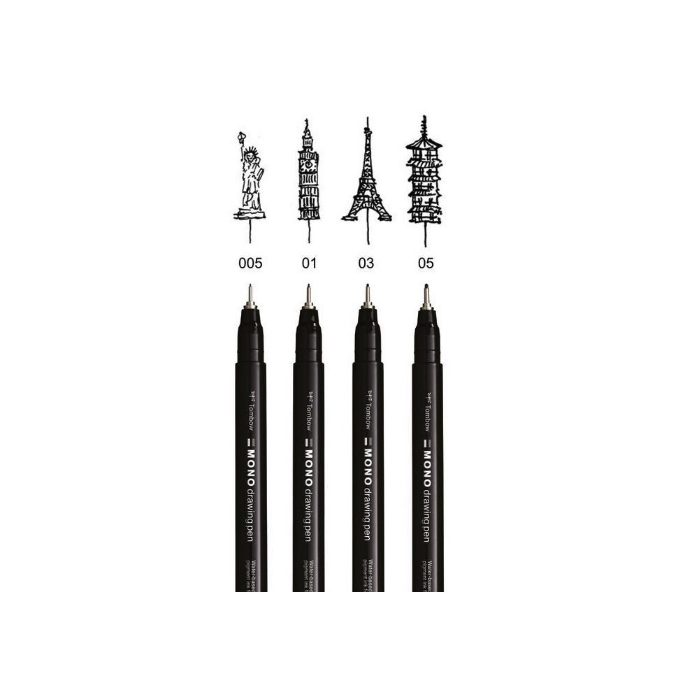 Set of Mono Drawing Pens, Bold - Tombow - black, 4 pcs