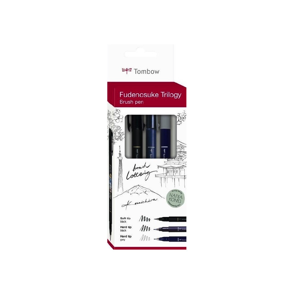 Set of Fudenosuke Brush Pen, Trilogy - Tombow - 6 colors
