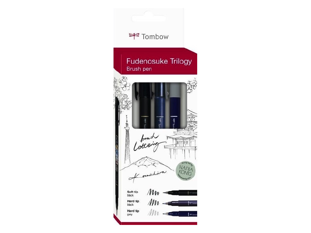 Set of Fudenosuke Brush Pen, Trilogy - Tombow - 6 colors