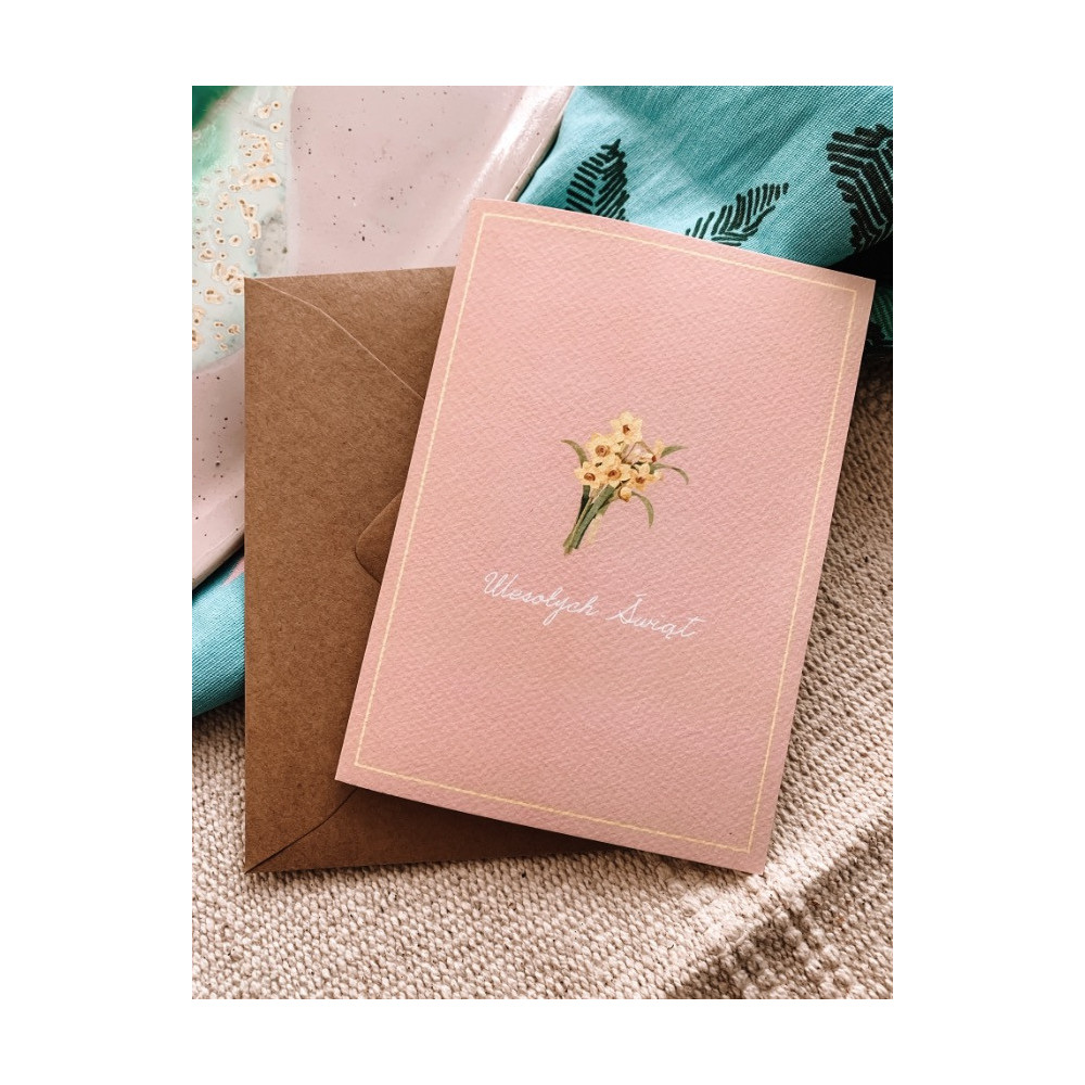 Greeting card 12 x 17 cm - Cudowianki - Wielkanoc, Żonkile
