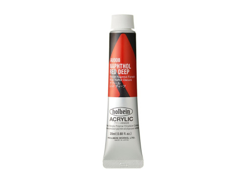 Heavy Body Acrylic Paint - Holbein - 008, Naphthol Red Deep, 20 ml