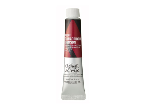 Heavy Body Acrylic Paint - Holbein - 001, Quinacridone Crimson, 20 ml