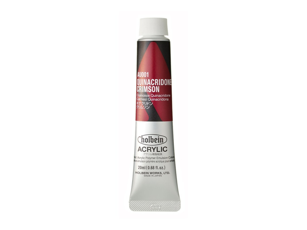 Heavy Body Acrylic Paint - Holbein - 001, Quinacridone Crimson, 20 ml
