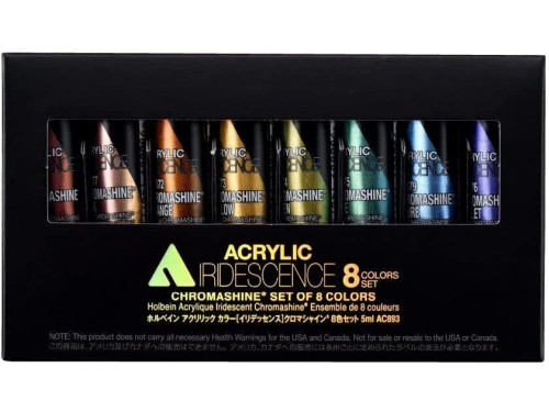 Zestaw farb akrylowych Iridescence Acrylic - Holbein - Chromashine, 8 kolorów x 5 ml