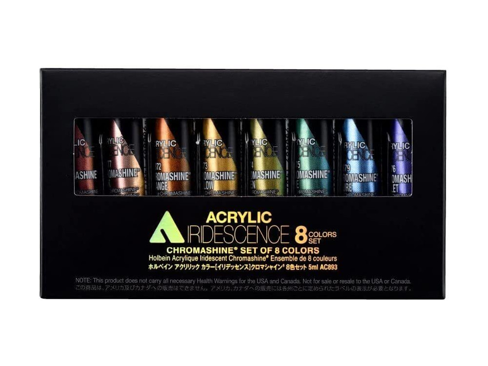 Zestaw farb akrylowych Iridescence Acrylic - Holbein - Chromashine, 8 kolorów x 5 ml