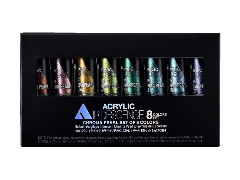 Set of Iridescence Acrylic Paints - Holbein - Chroma Pearl, 8 x 5 ml