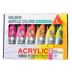Zestaw farb akrylowych Heavy Body Acrylic - Holbein - Luminous, 6 kolorów x 60 ml