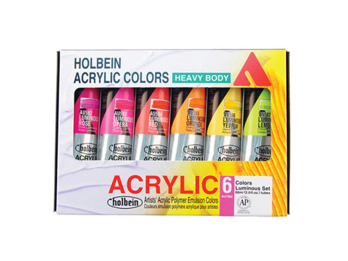 Set of Heavy Body Acrylic Paints - Holbein - Luminous, 6 x 60 ml
