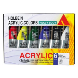 Zestaw farb akrylowych Heavy Body Acrylic - Holbein - Basic, 6 kolorów x 60 ml