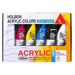 Zestaw farb akrylowych Heavy Body Acrylic - Holbein - Primary, 5 kolorów x 60 ml
