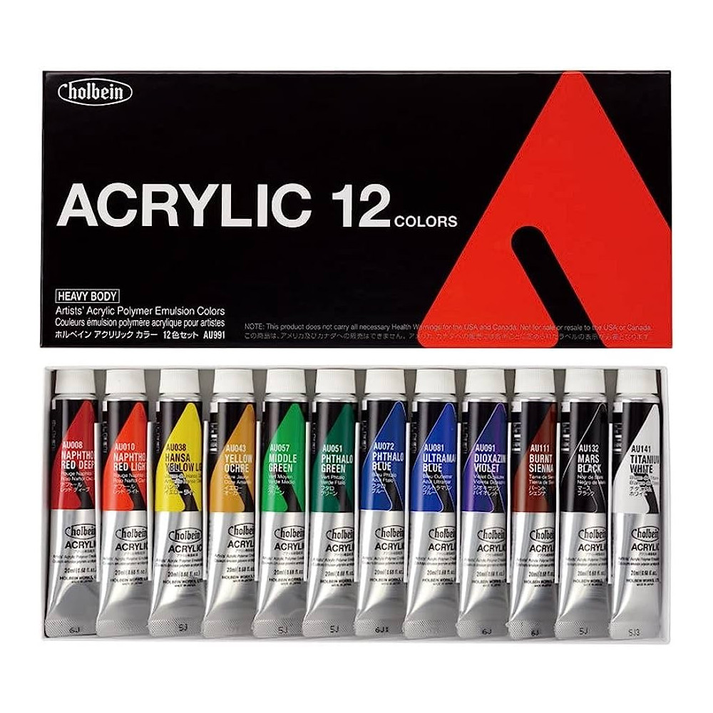 Zestaw farb akrylowych Heavy Body Acrylic - Holbein - 12 kolorów x 20 ml
