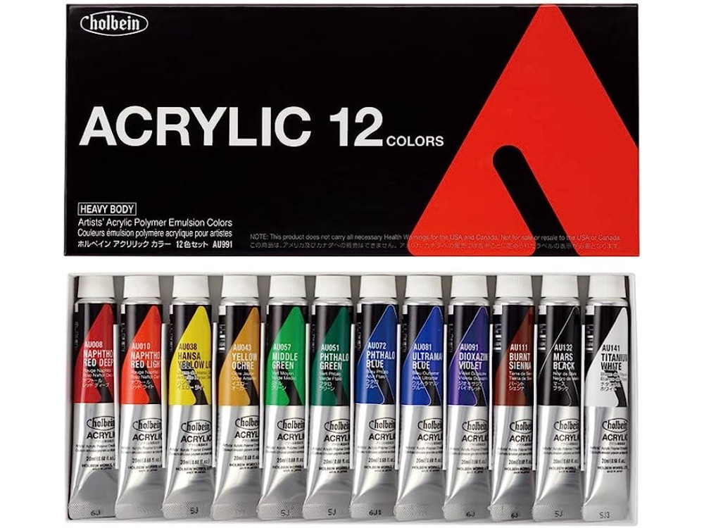 Zestaw farb akrylowych Heavy Body Acrylic - Holbein - 12 kolorów x 20 ml