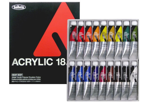 Zestaw farb akrylowych Heavy Body Acrylic - Holbein - 18 kolorów x 20 ml