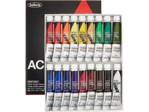 Zestaw farb akrylowych Heavy Body Acrylic, School Set - Holbein - 18 kolorów x 12 ml