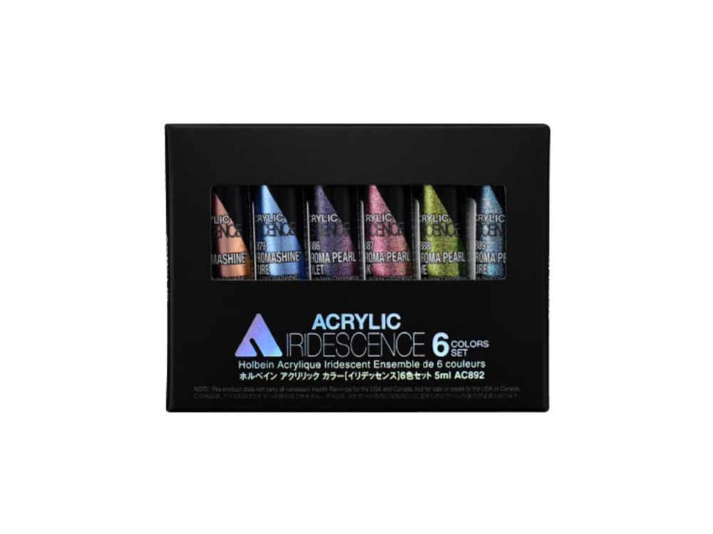 Zestaw farb akrylowych Iridescence Acrylic - Holbein - 6 kolorów x 5 ml