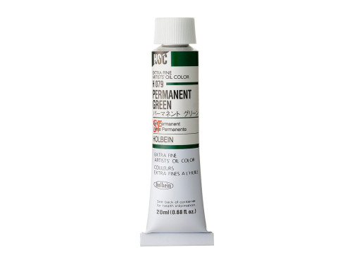 Farba olejna Artists' Oil Color - Holbein - 079, Permanent Green, 20 ml