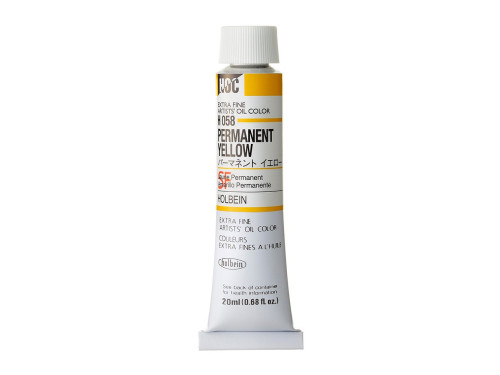 Farba olejna Artists' Oil Color - Holbein - 058, Permanent Yellow, 20 ml