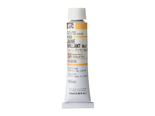 Farba olejna Artists' Oil Color - Holbein - 035, Jaune Brillant No. 3, 20 ml