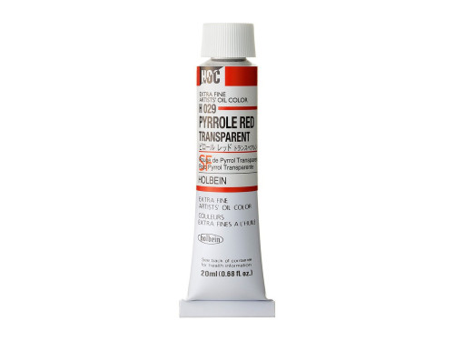 Farba olejna Artists' Oil Color - Holbein - 029, Pyrrole Red Transparent, 20 ml