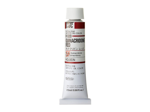 Farba olejna Artists' Oil Color - Holbein - 020, Quinacridone Red, 20 ml