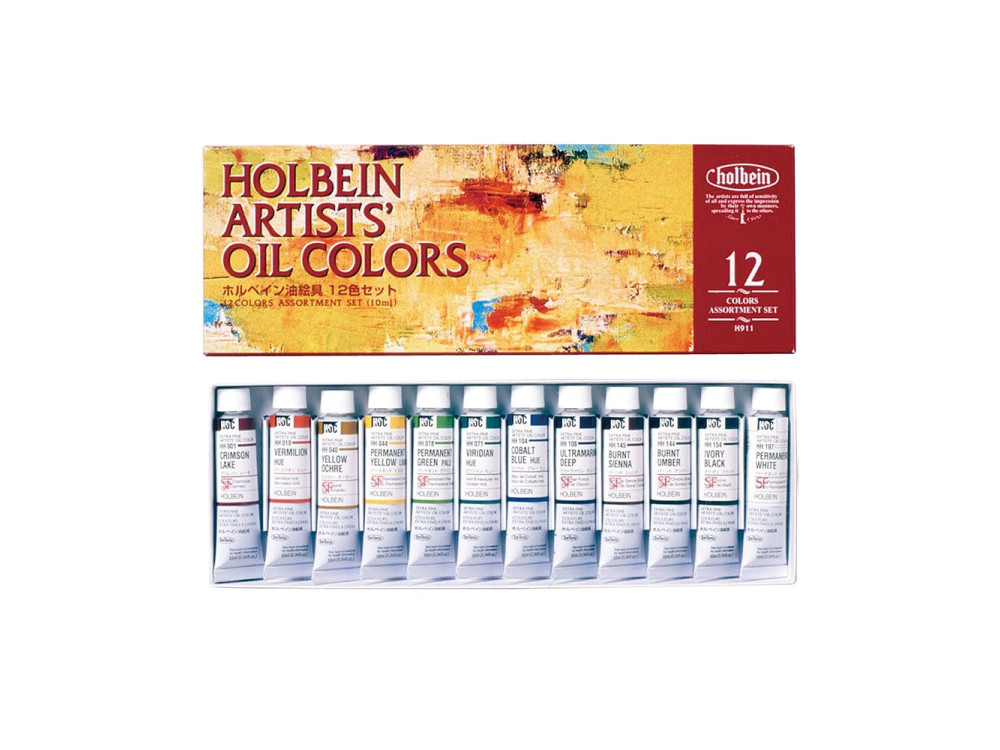 Zestaw farb olejnych Artists' Oil Colors - Holbein - 12 kolorów x 10 ml